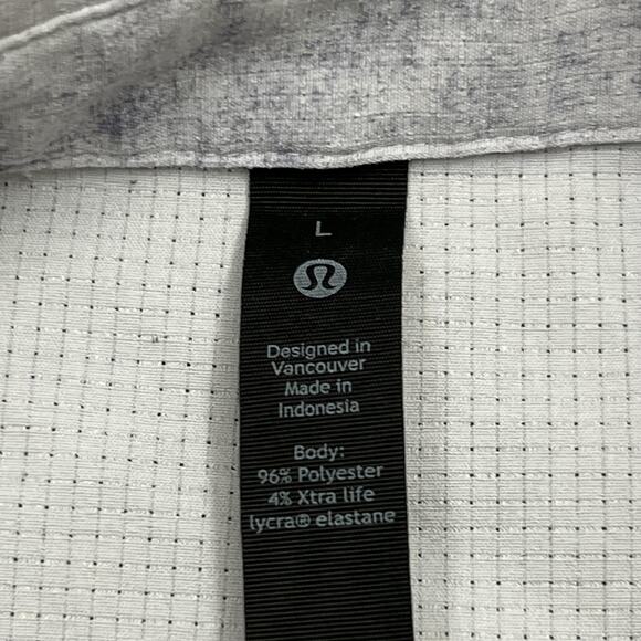 Lululemon Shirt Mens Large White Gray Short Sleeve Button Up Athletic Summer - Picture 5 of 10